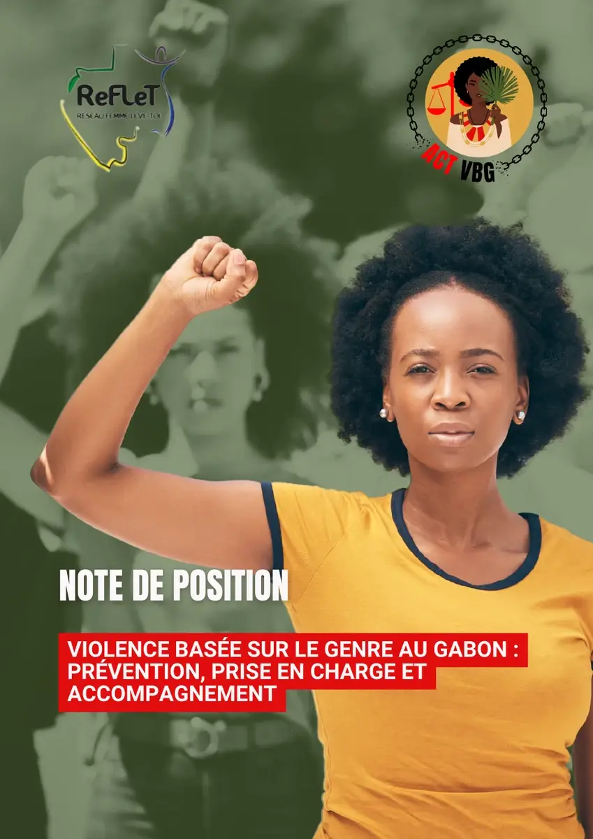 Couverture de la note de position ACT VBG sur la prévention, la prise en charge et l’accompagnement au Gabon, novembre 2024.
